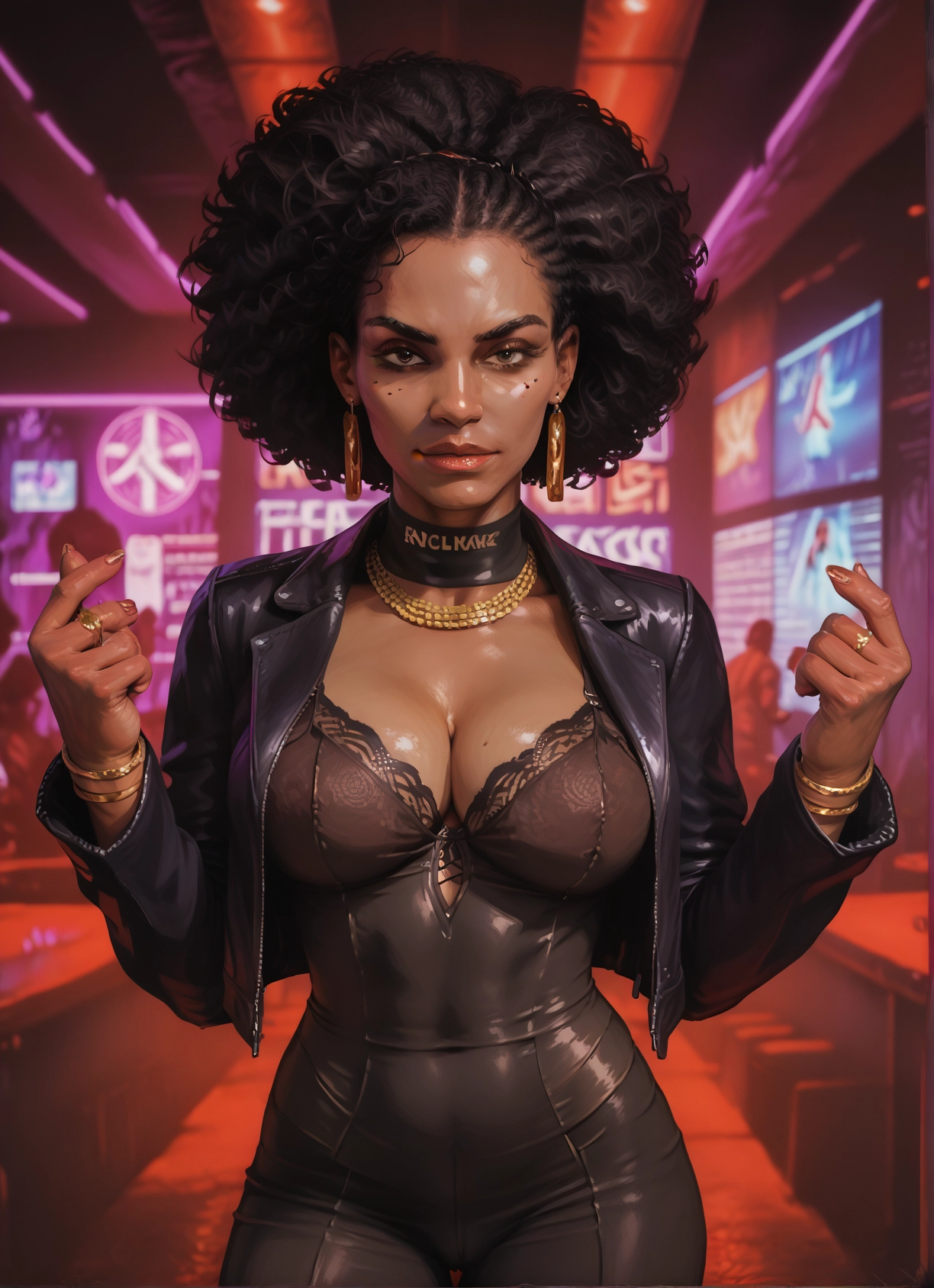 1girl, breasts, jewelry, earrings, mole, cleavage · Yamete.gg