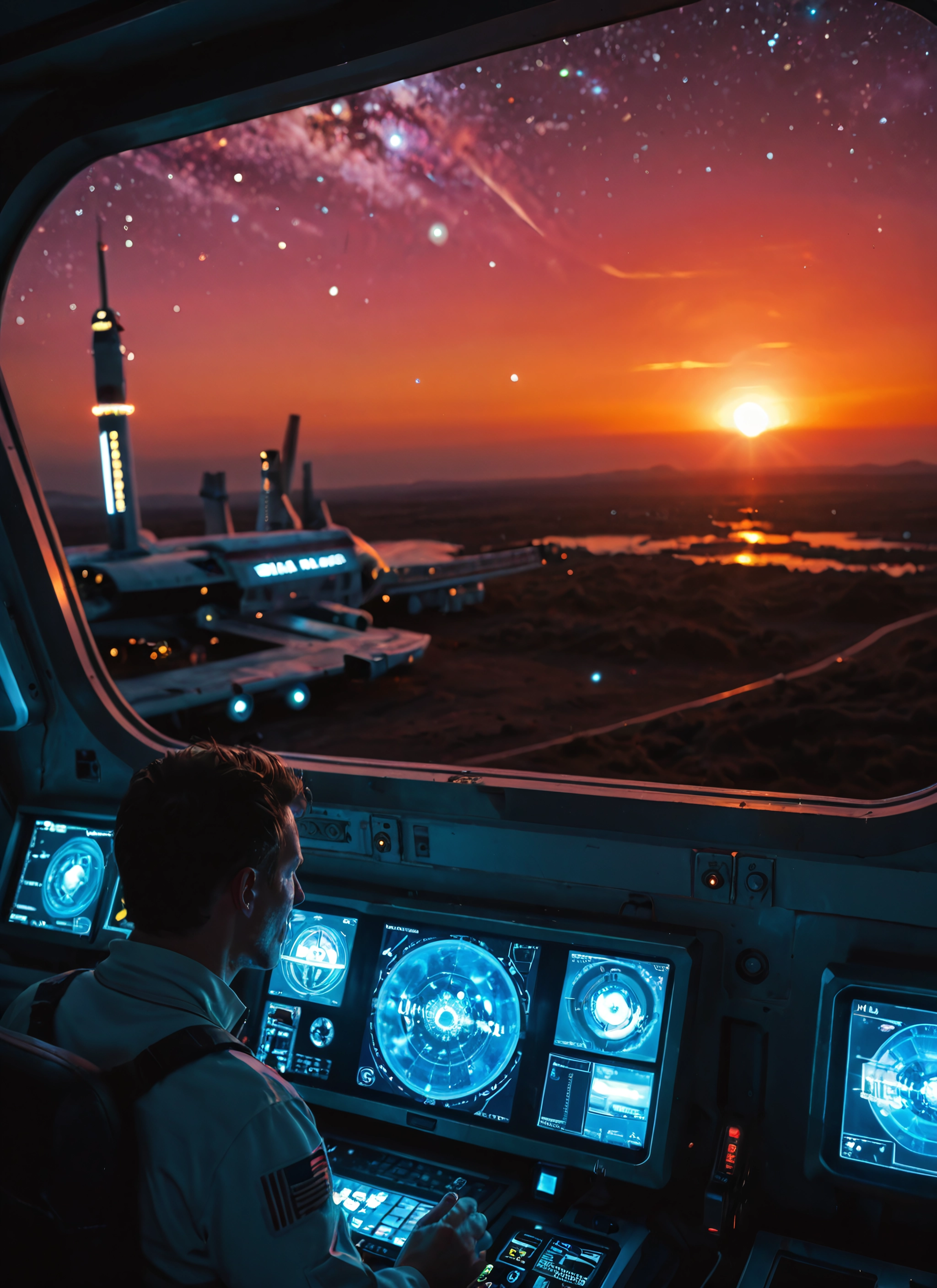 1boy, male focus, facial hair, solo, science fiction, star (sky) · Yamete.gg