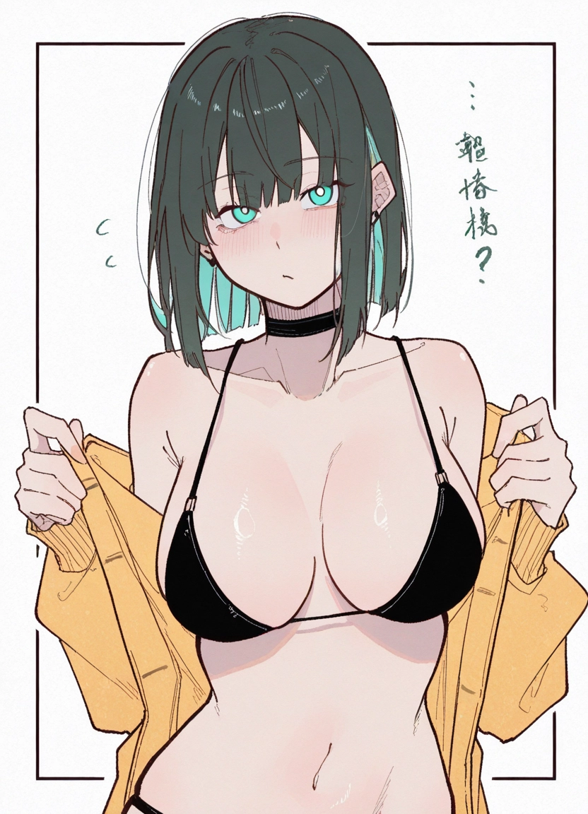 1girl, breasts, bikini, swimsuit, solo, black bikini · Yamete.gg