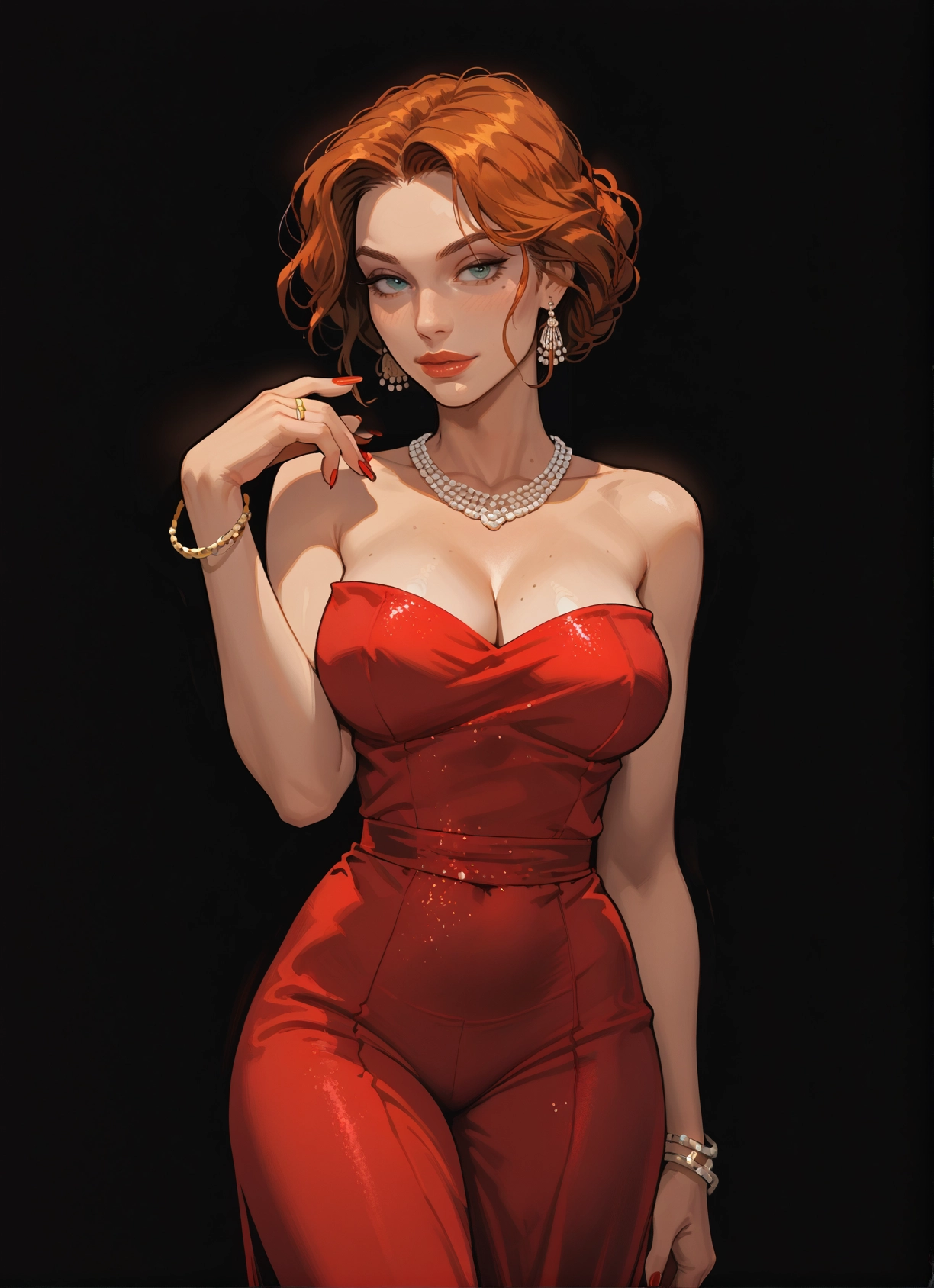 1girl, breasts, jewelry, dress, earrings, solo · Yamete.gg