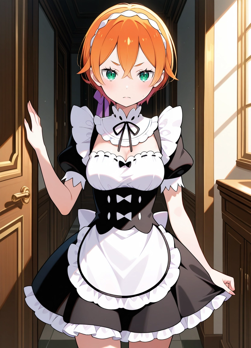 1girl, solo, breasts, maid, short hair, looking at viewer · Yamete.gg