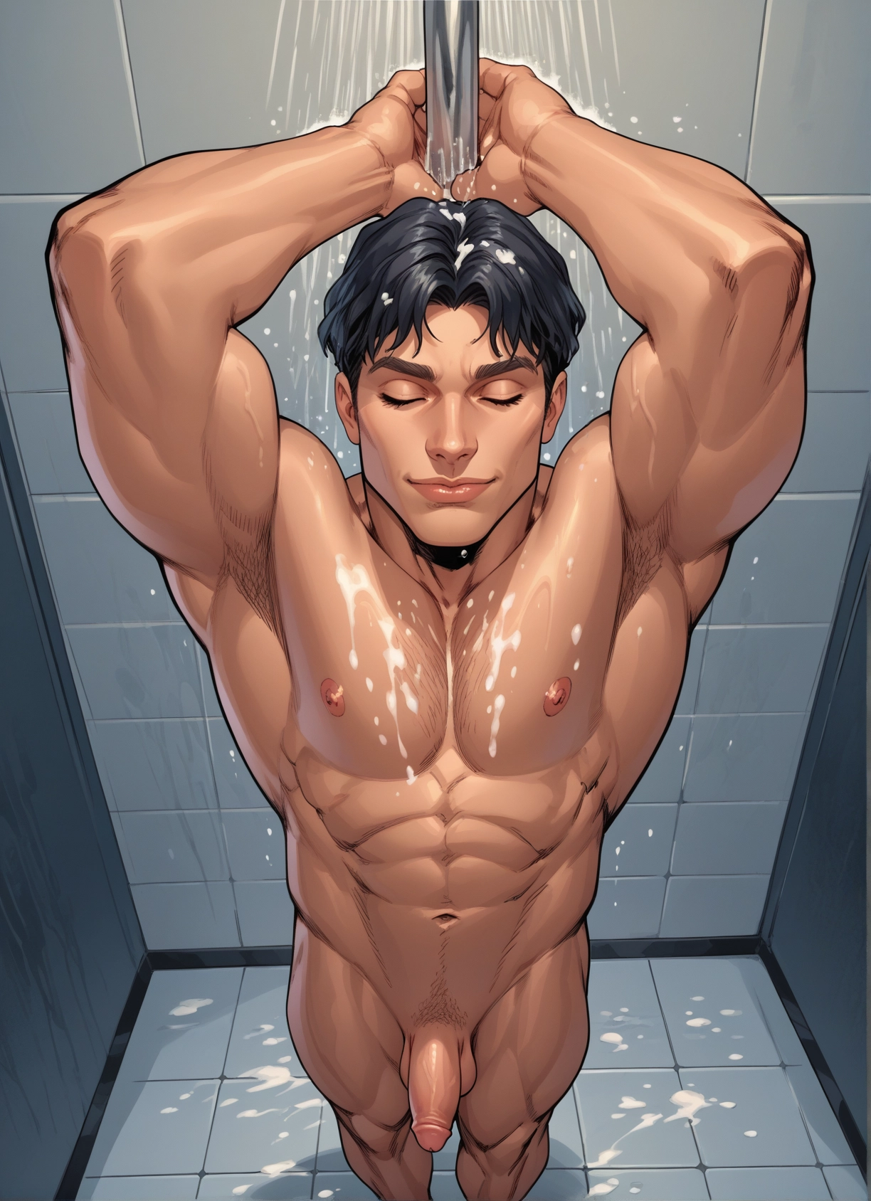 bara, male focus, 1boy, solo, penis, muscular · Yamete.gg