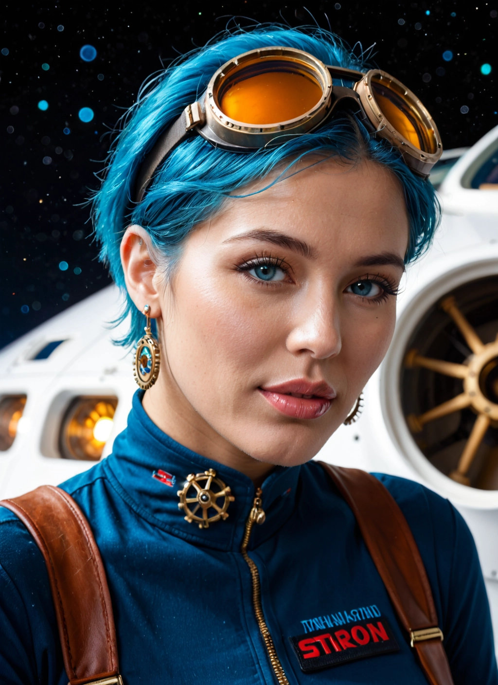 1girl, solo, goggles, jewelry, earrings, short hair · Yamete.gg