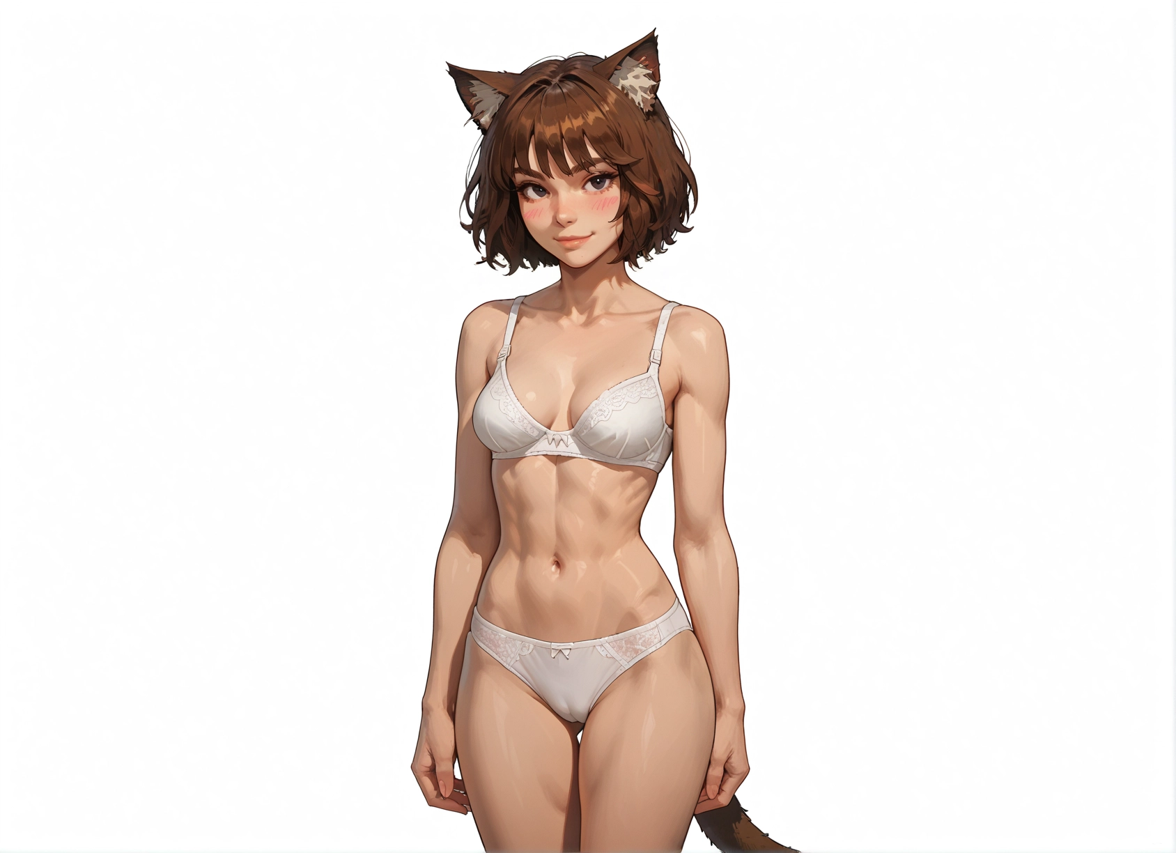 1girl, underwear, animal ears, panties, solo, bra · Yamete.gg