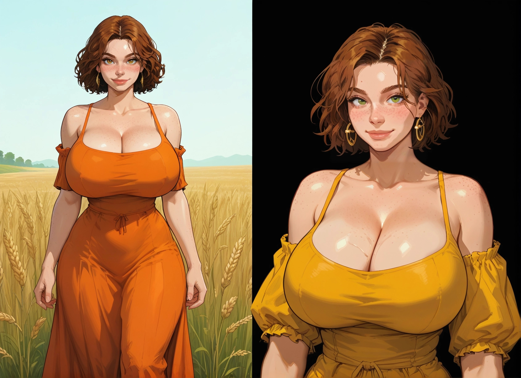 breasts, 1girl, jewelry, earrings, dress, cleavage · Yamete.gg