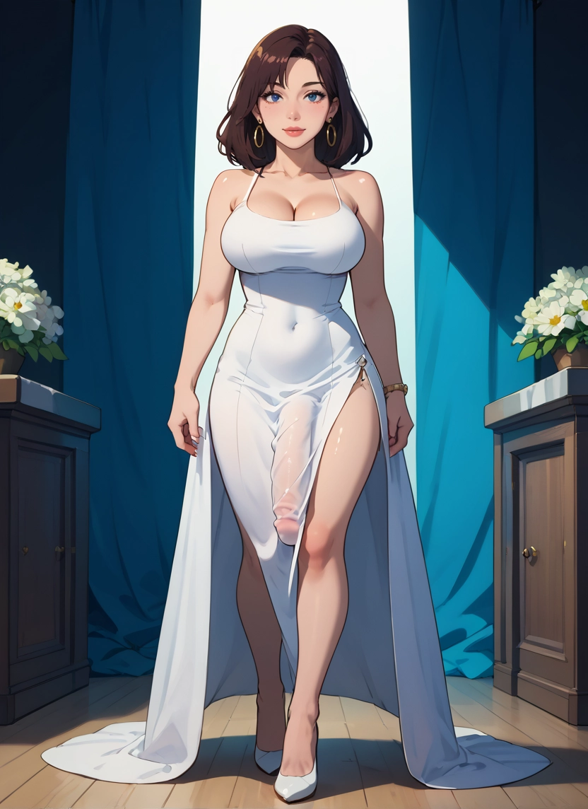 futanari, breasts, 1girl, dress, jewelry, penis · Yamete.gg