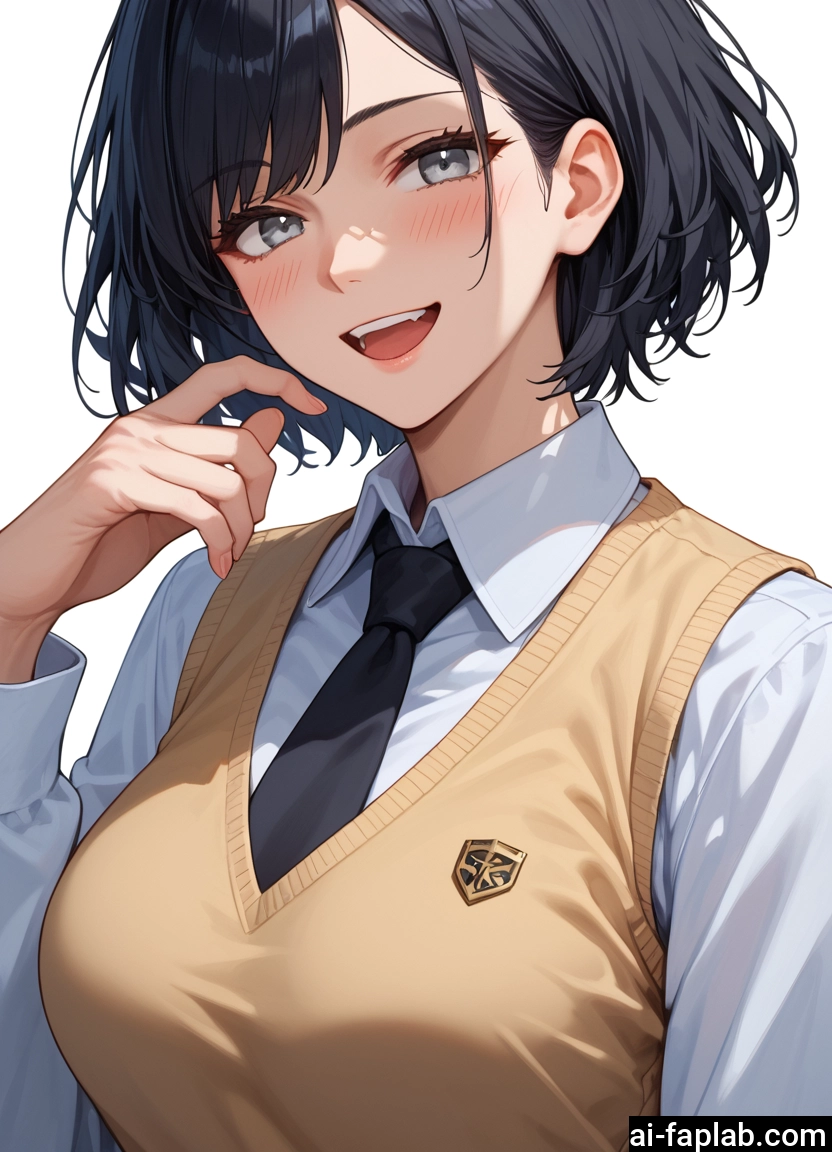 1girl, solo, necktie, open mouth, short hair, shirt