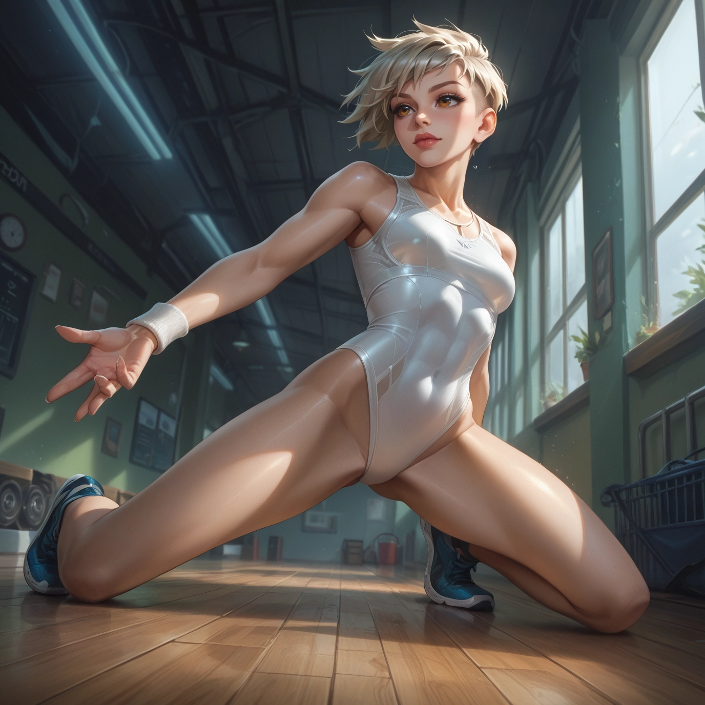 1girl, solo, short hair, breasts, shoes, sneakers · Yamete.gg