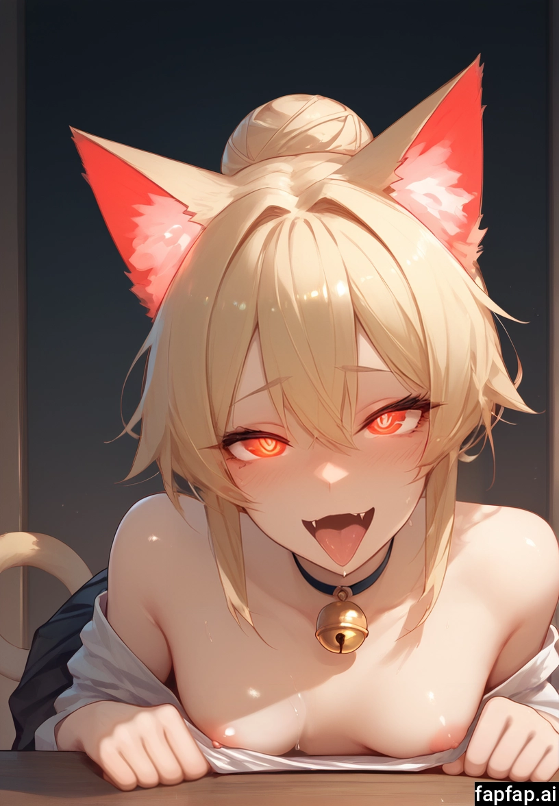 1girl, breasts, animal ears, tongue, solo, blonde hair · Yamete.gg