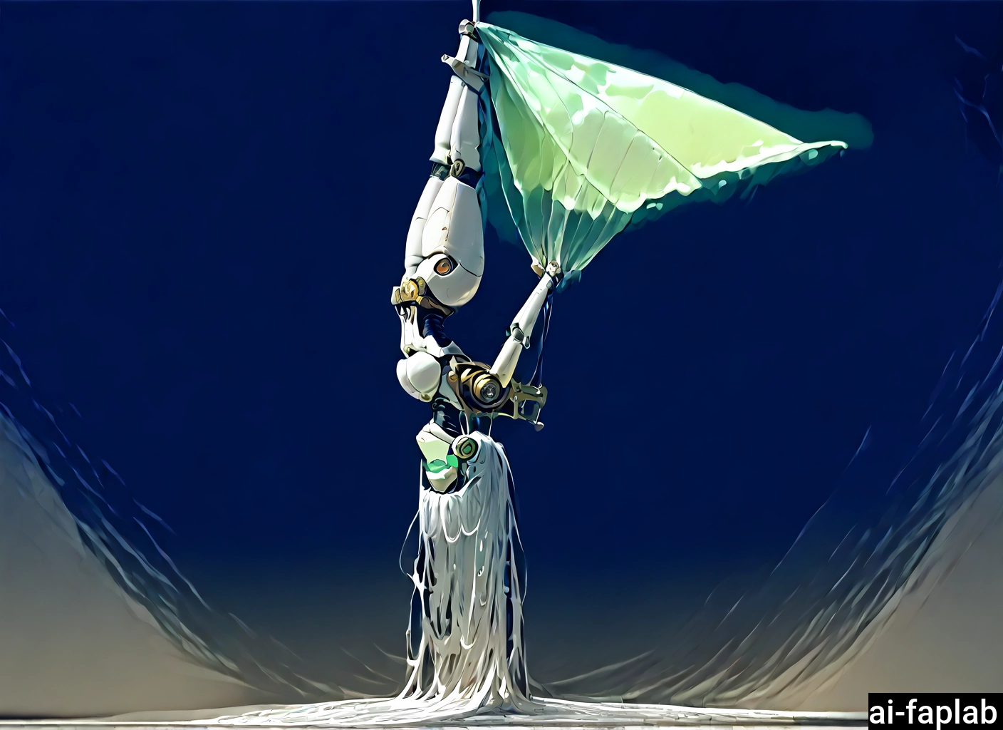 solo, long hair, upside-down, 1girl, very long hair, robot · Yamete.gg