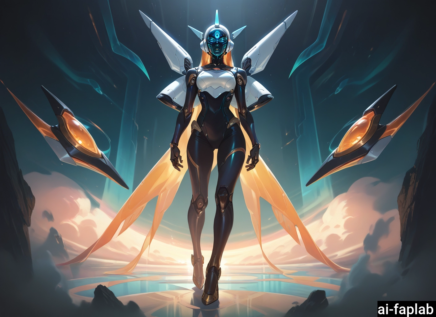 1girl, solo, floating, full body, arms at sides, wings · Yamete.gg