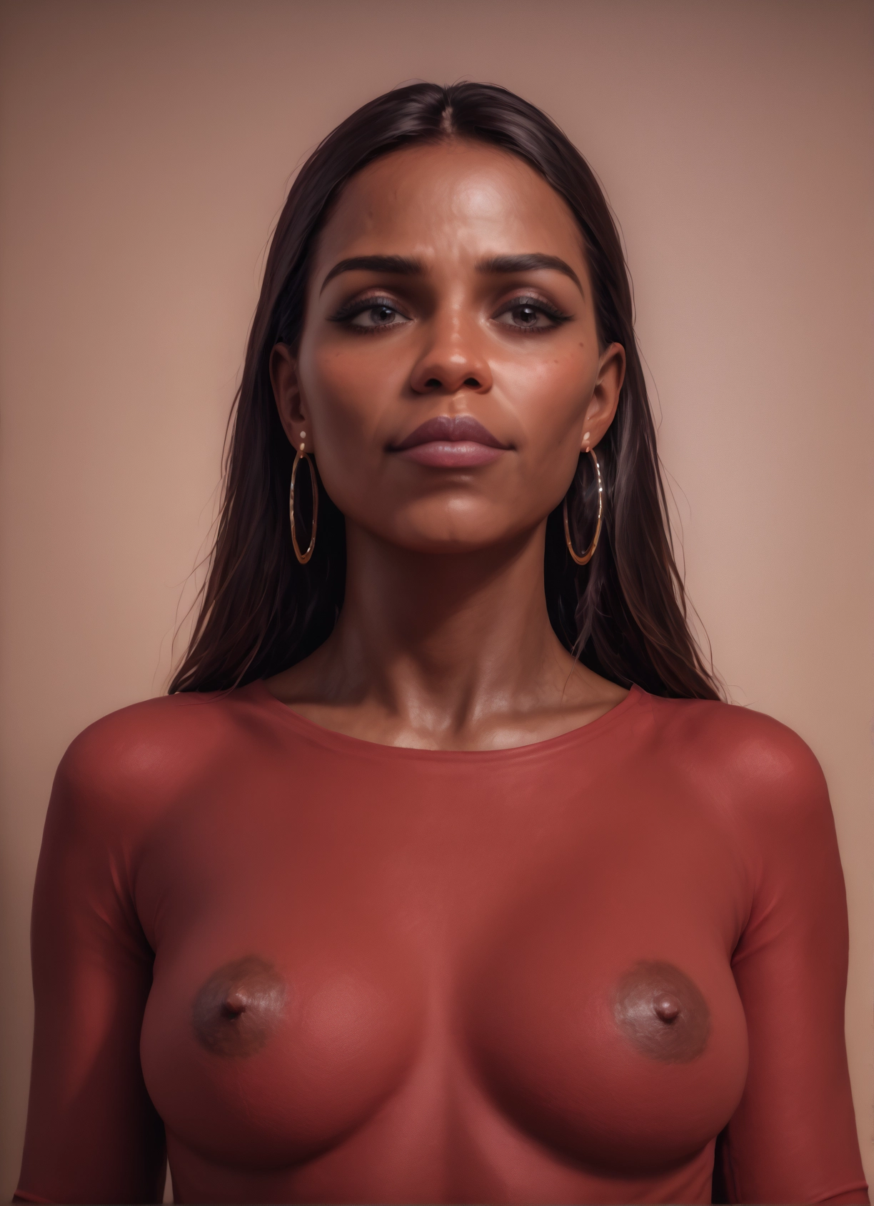 1girl, solo, jewelry, earrings, breasts, nipples · Yamete.gg