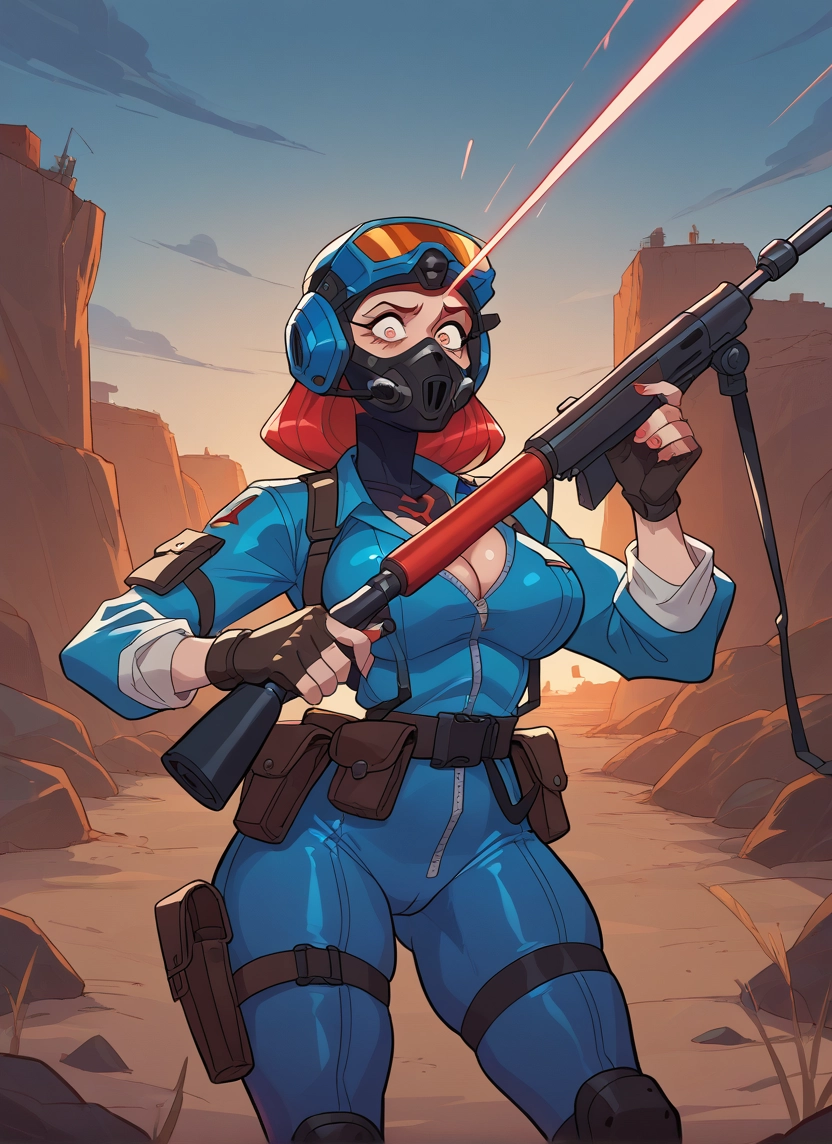 1girl, breasts, weapon, gun, gloves, solo · Yamete.gg