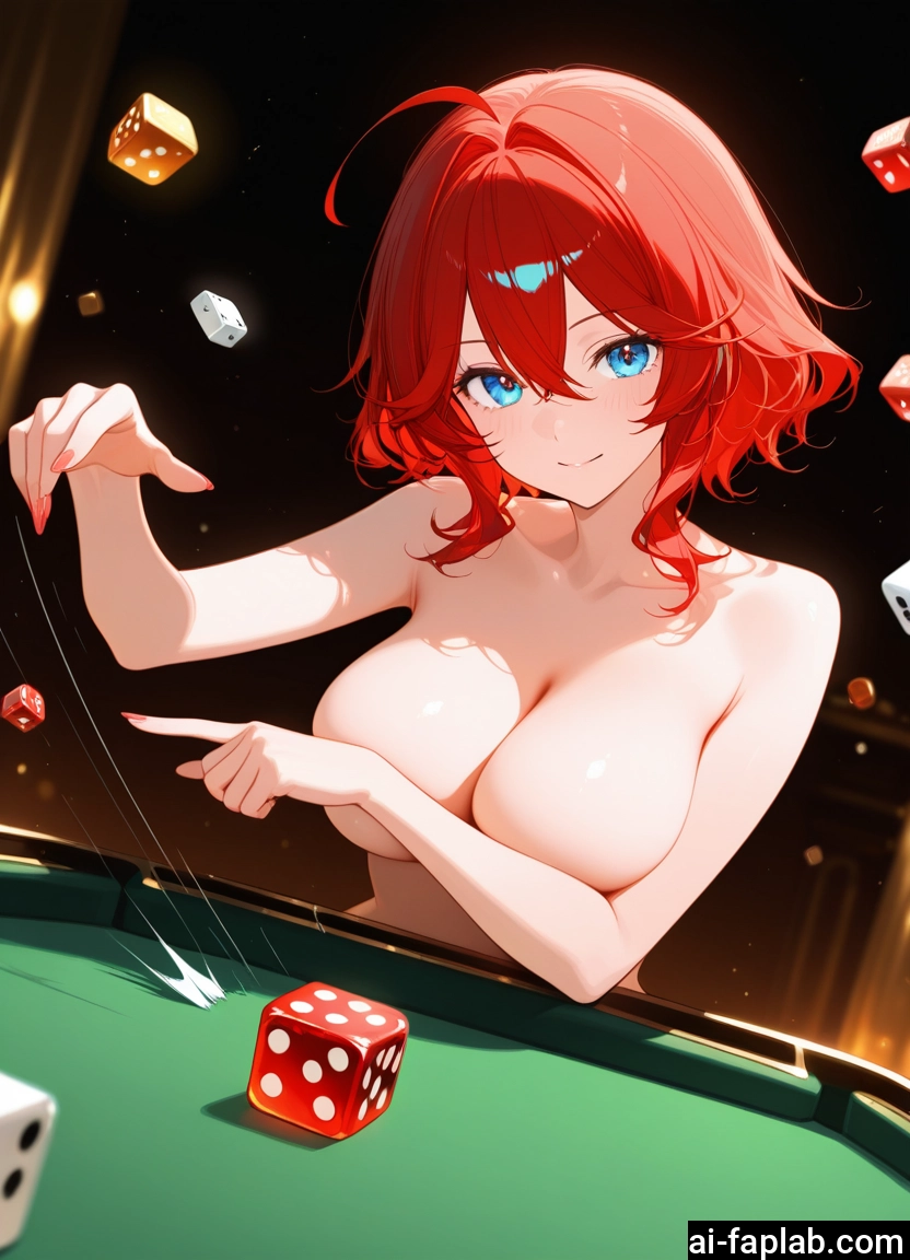 1girl, breasts, blue eyes, solo, red hair, smile