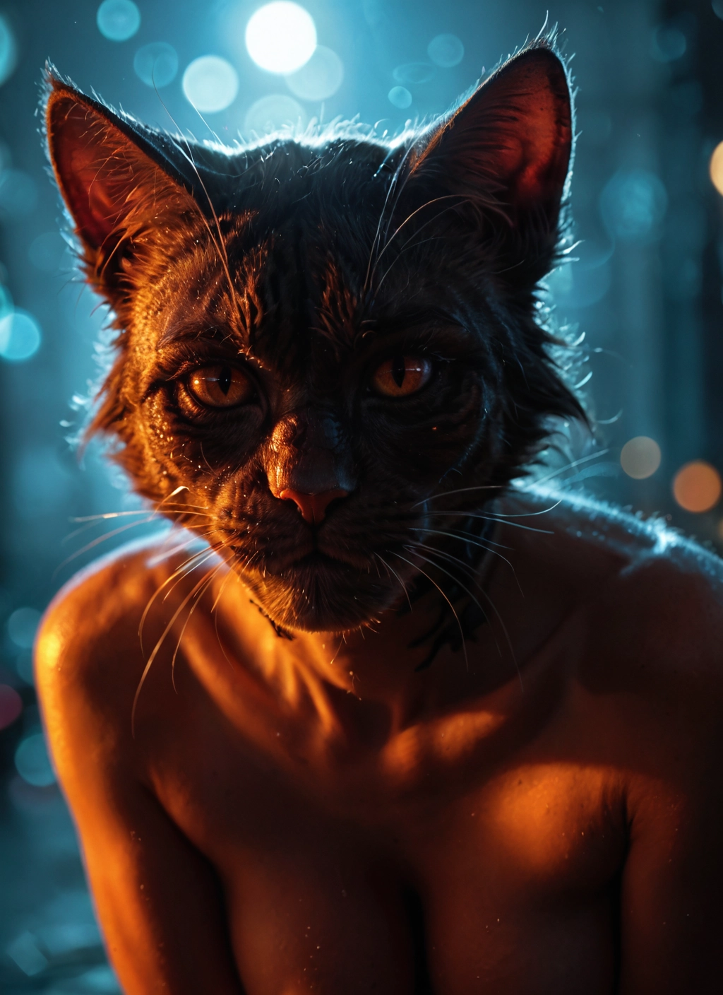 furry, cat, solo, looking at viewer, blurry, nude · Yamete.gg