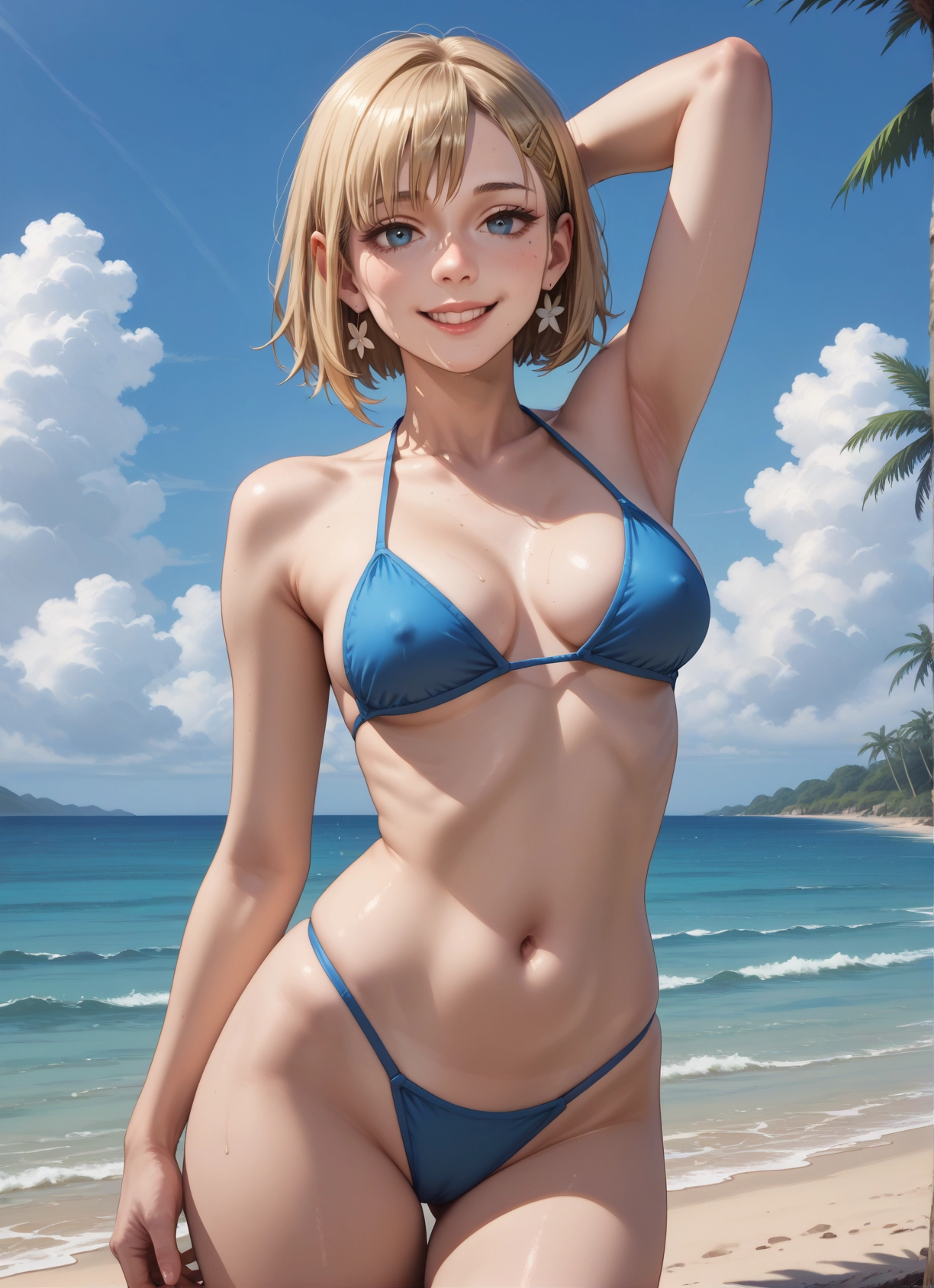 1girl, swimsuit, breasts, outdoors, bikini, solo