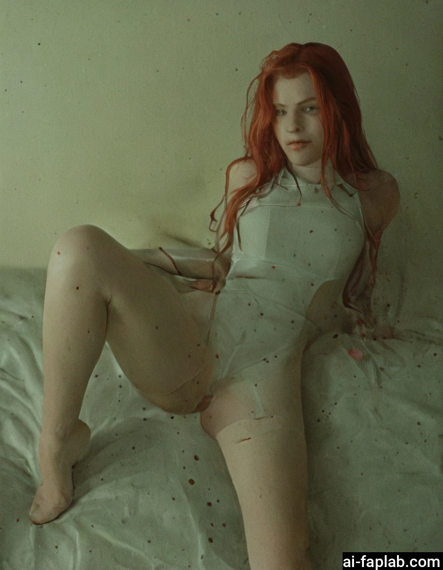 1girl, solo, photo (medium), red hair, thighhighs, long hair · Yamete.gg