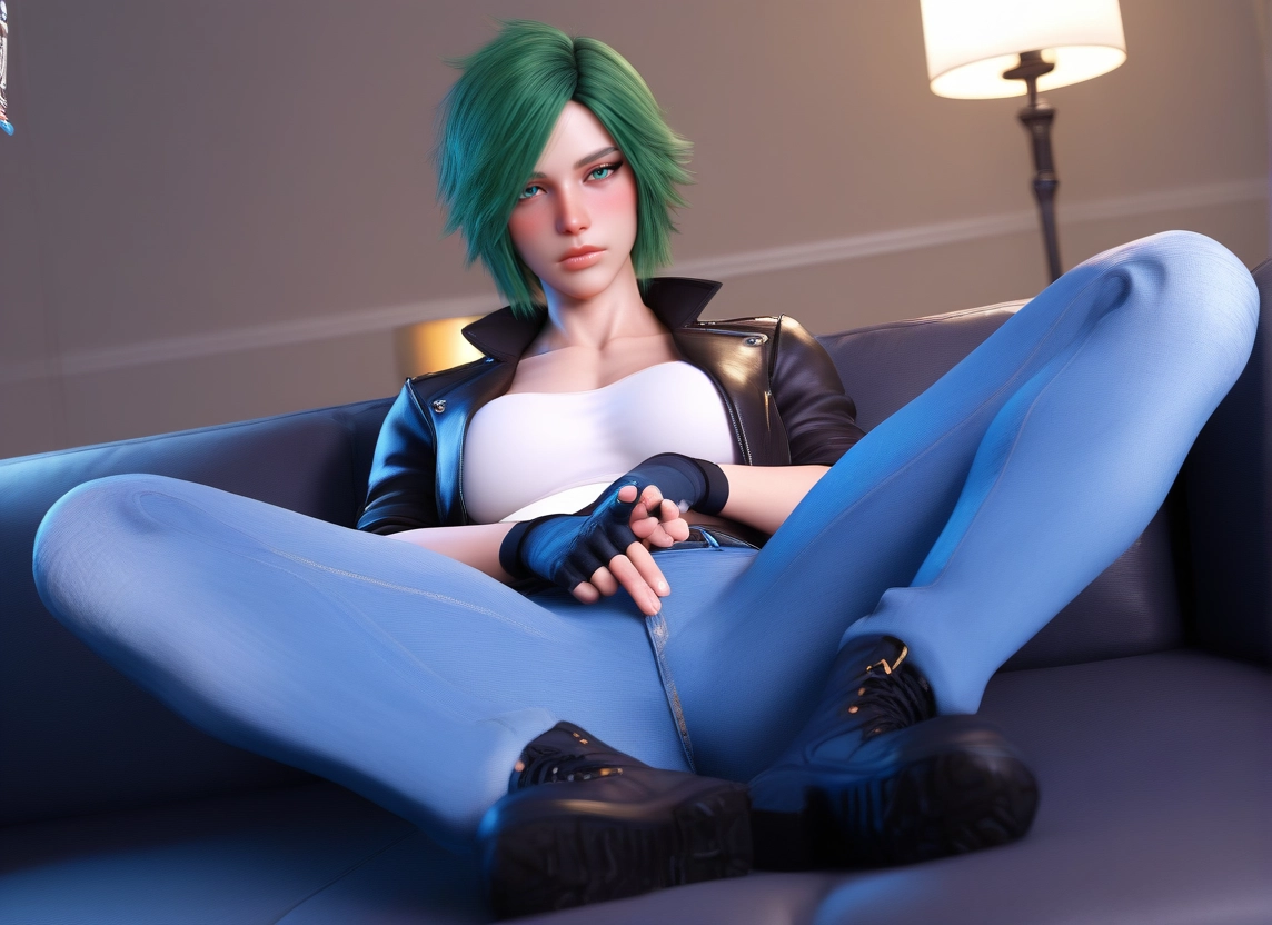 1girl, solo, gloves, fingerless gloves, short hair, pants · Yamete.gg