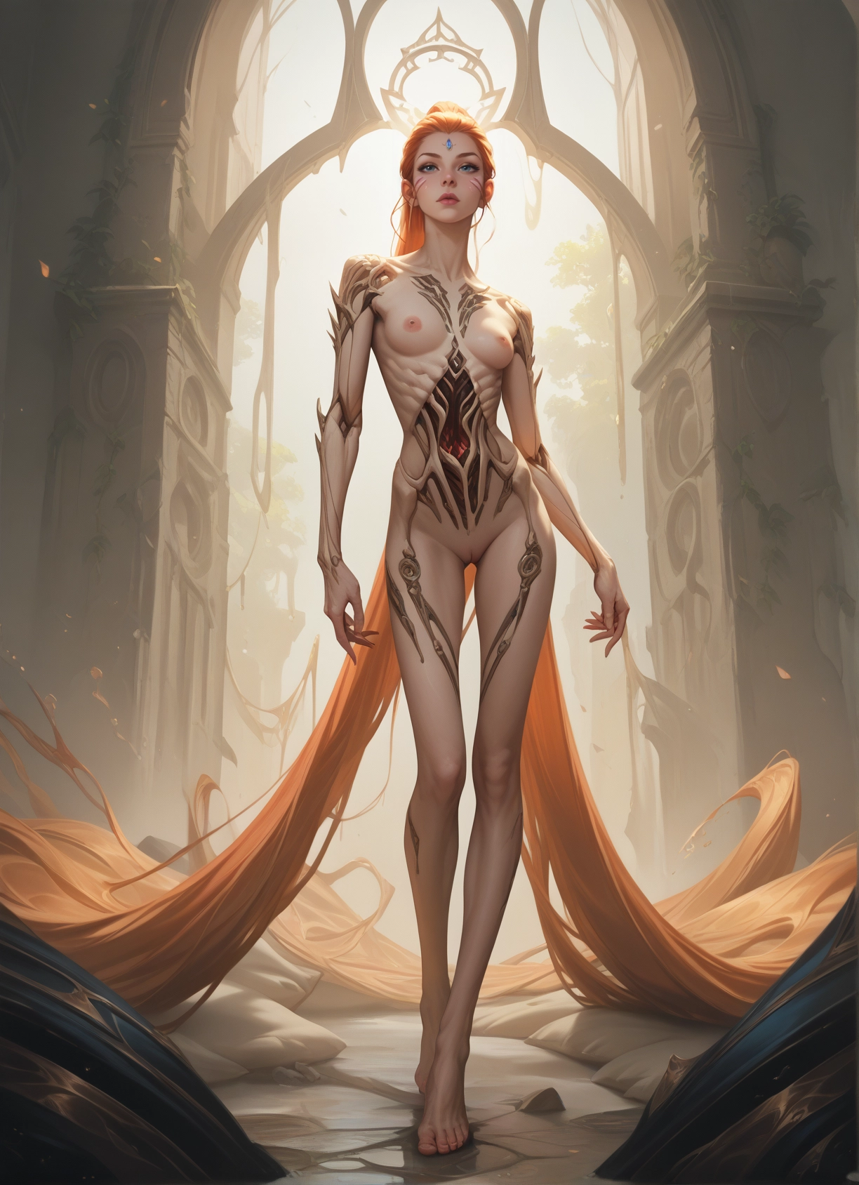 1girl, long hair, nipples, breasts, solo, very long hair · Yamete.gg