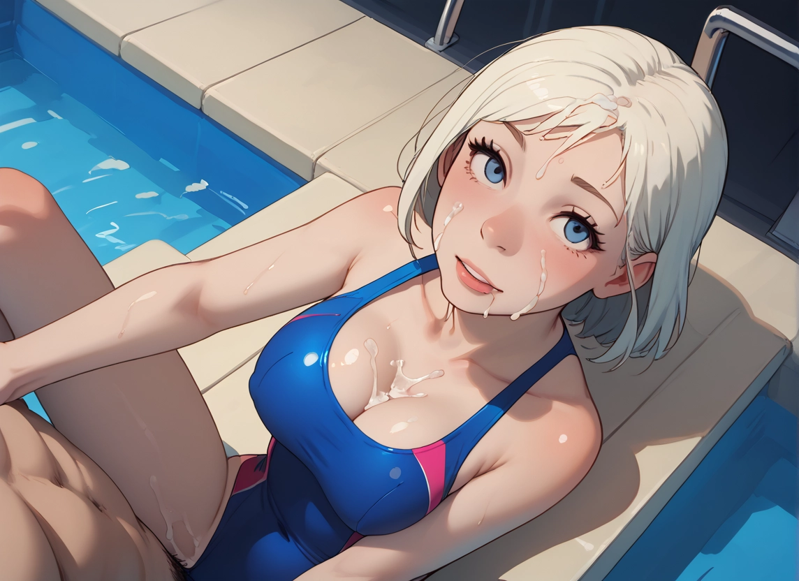 1girl, breasts, cum, swimsuit, 1boy, hetero · Yamete.gg