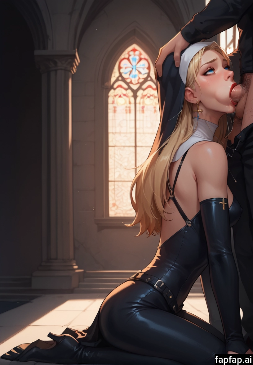 1girl, hetero, penis, nun, oral, fellatio · Yamete.gg