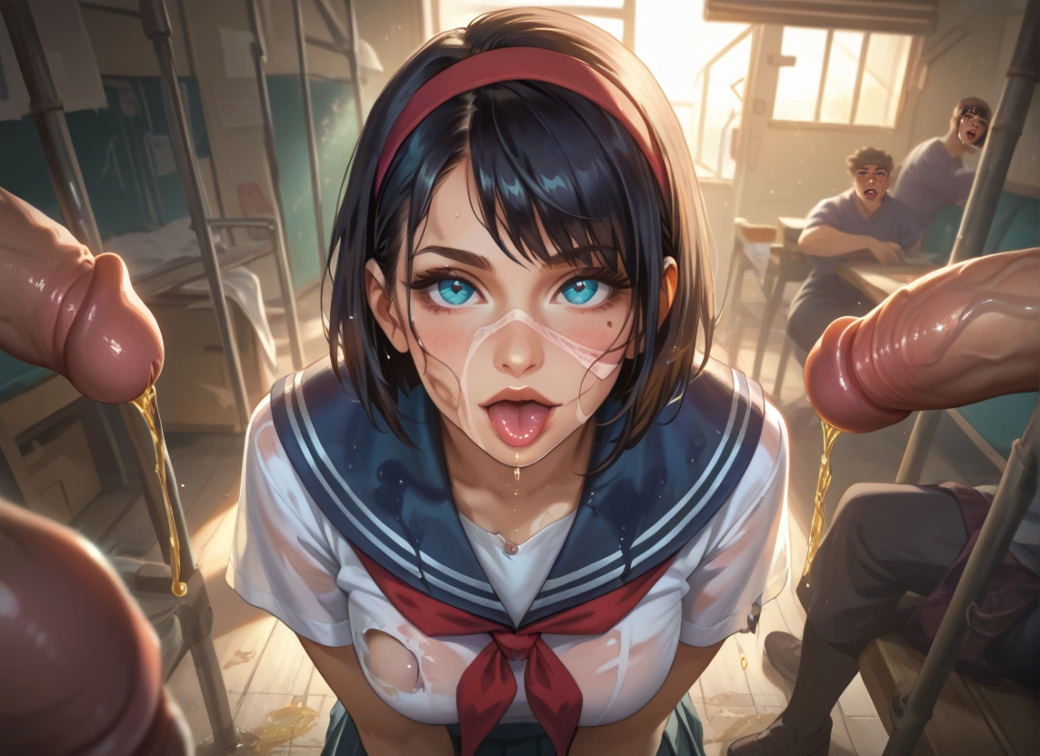penis, uncensored, multiple boys, hetero, school uniform, 1girl · Yamete.gg