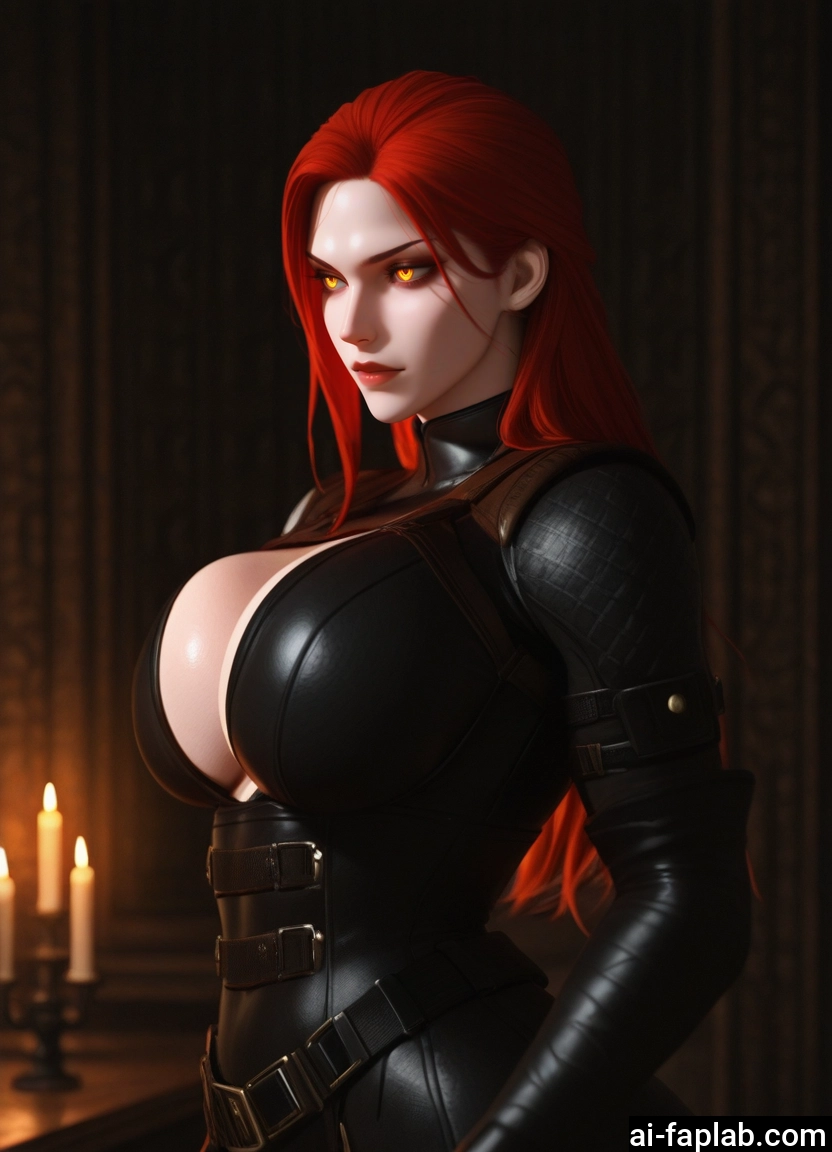 1girl, breasts, red hair, bodysuit, solo, long hair · Yamete.gg