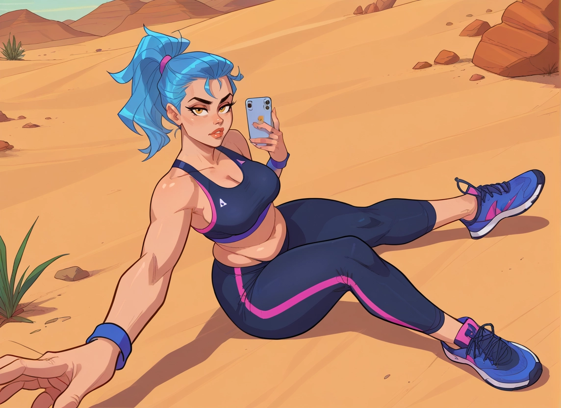 1girl, breasts, phone, blue hair, cellphone, solo · Yamete.gg