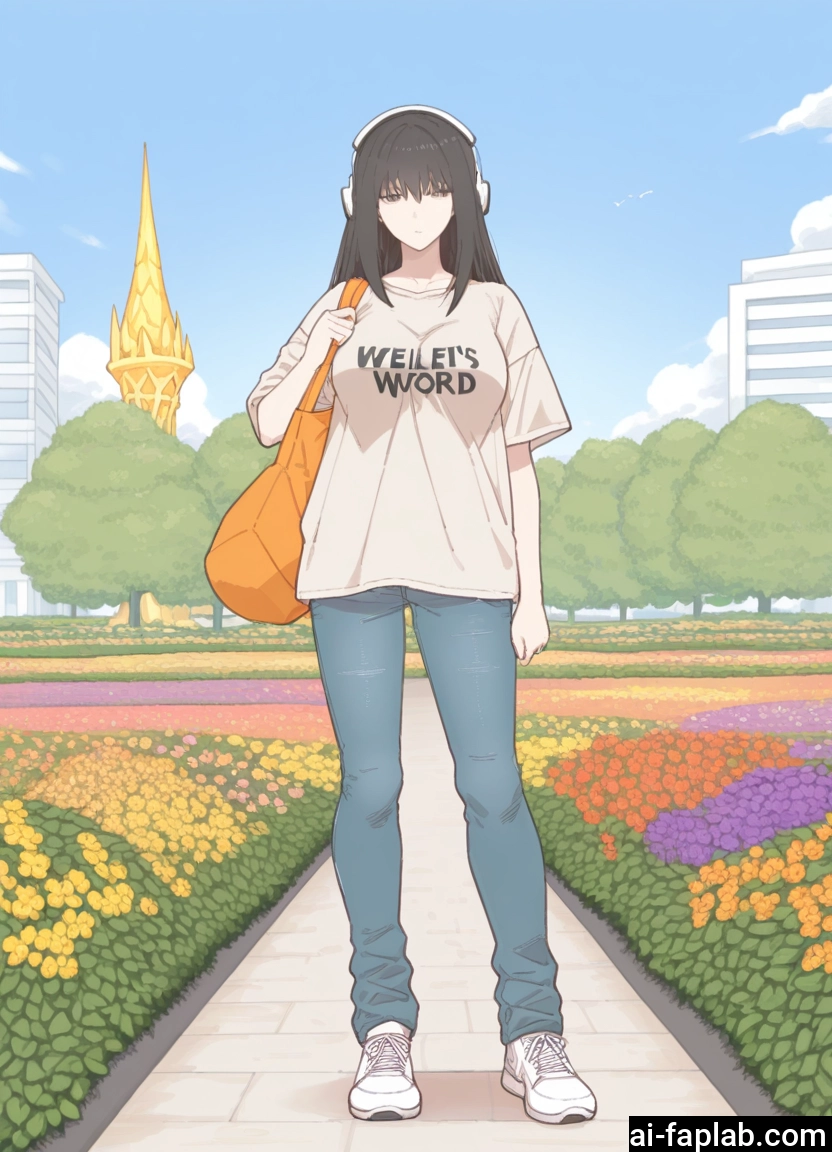 1girl, black hair, solo, pants, bag, shirt