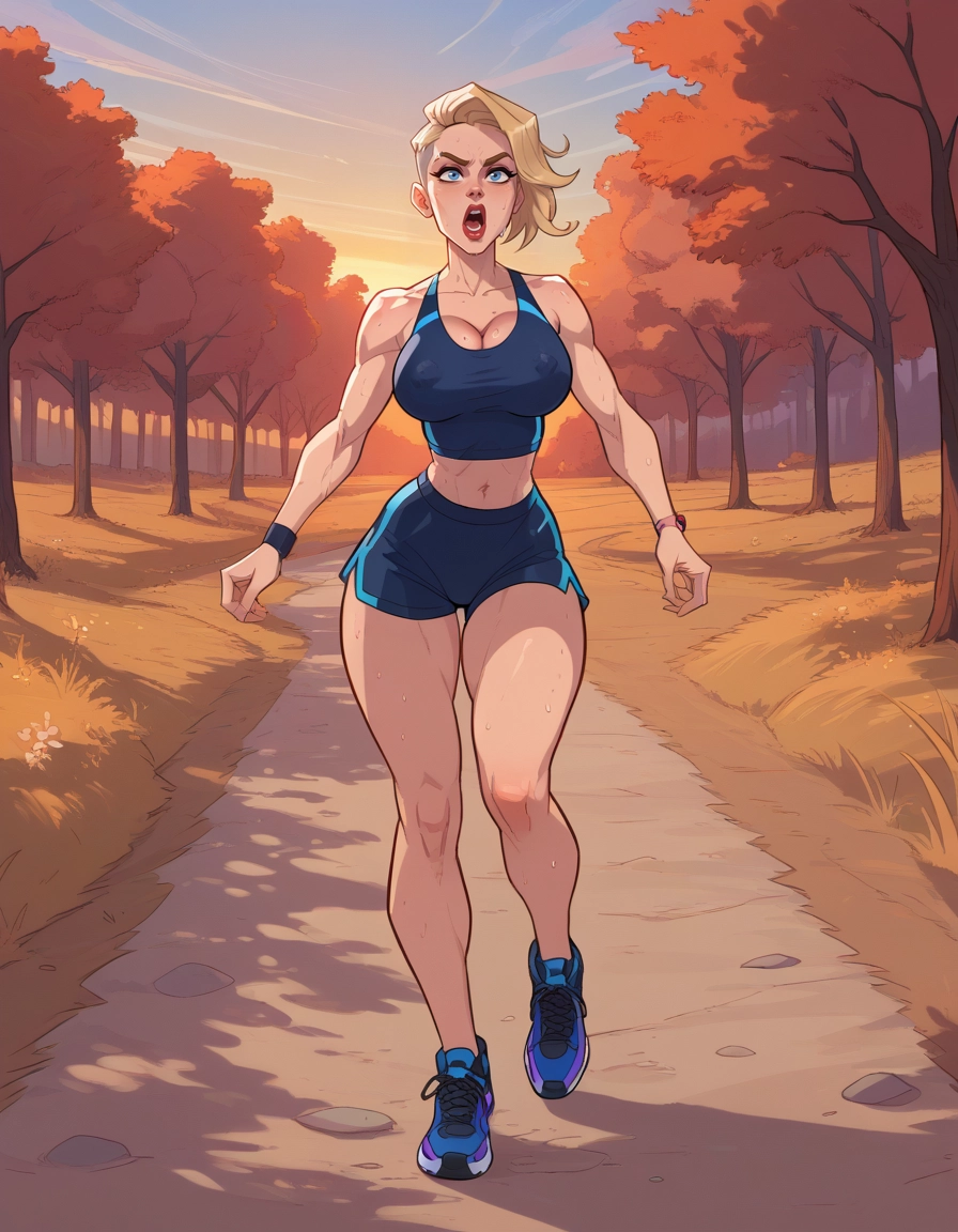 1girl, breasts, blonde hair, shorts, solo, large breasts · Yamete.gg