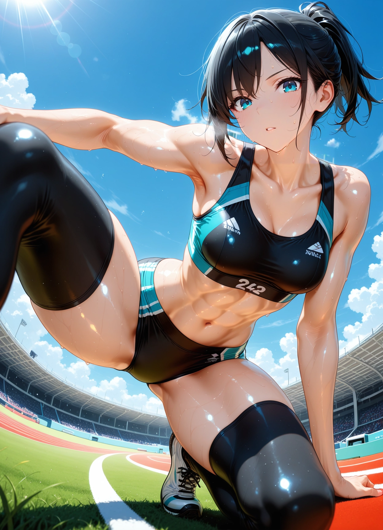 1girl, thighhighs, breasts, black hair, solo, looking at viewer · Yamete.gg
