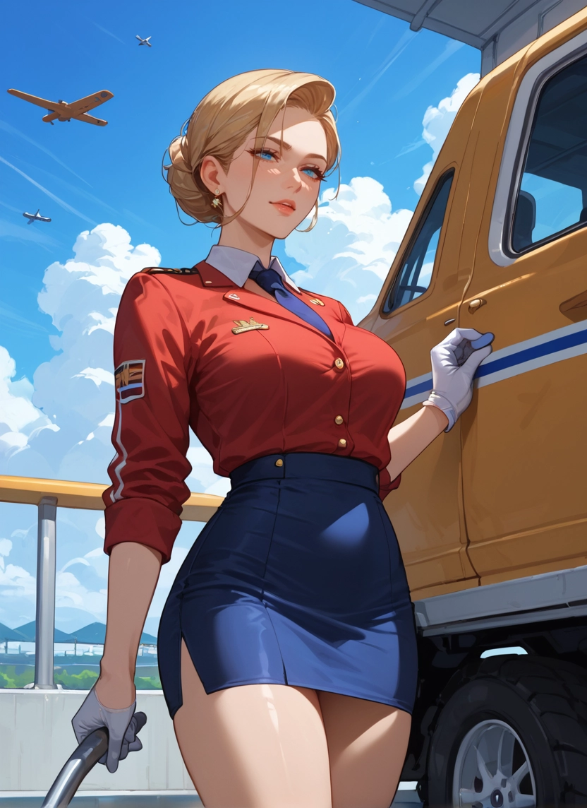1girl, gloves, skirt, blonde hair, blue eyes, white gloves · Yamete.gg