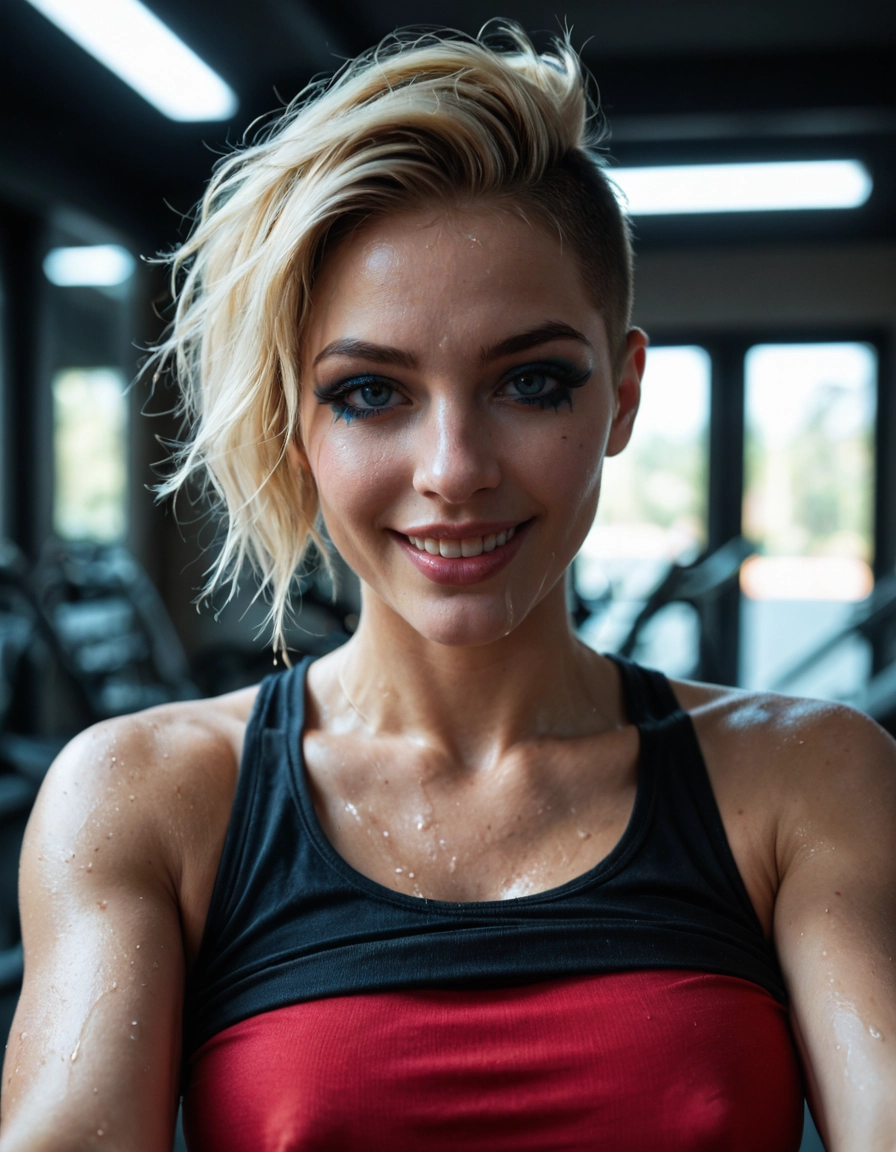 1girl, solo, realistic, smile, blonde hair, looking at viewer · Yamete.gg