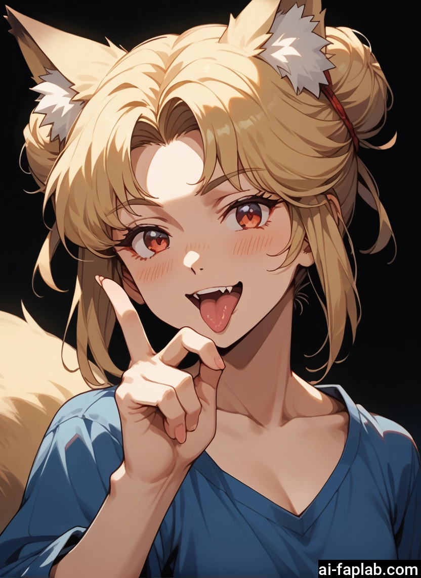 1girl, animal ears, tail, tongue, tongue out, solo