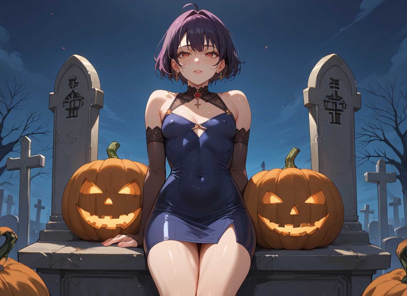 1girl, breasts, solo, short hair, cross, red eyes · Yamete.gg