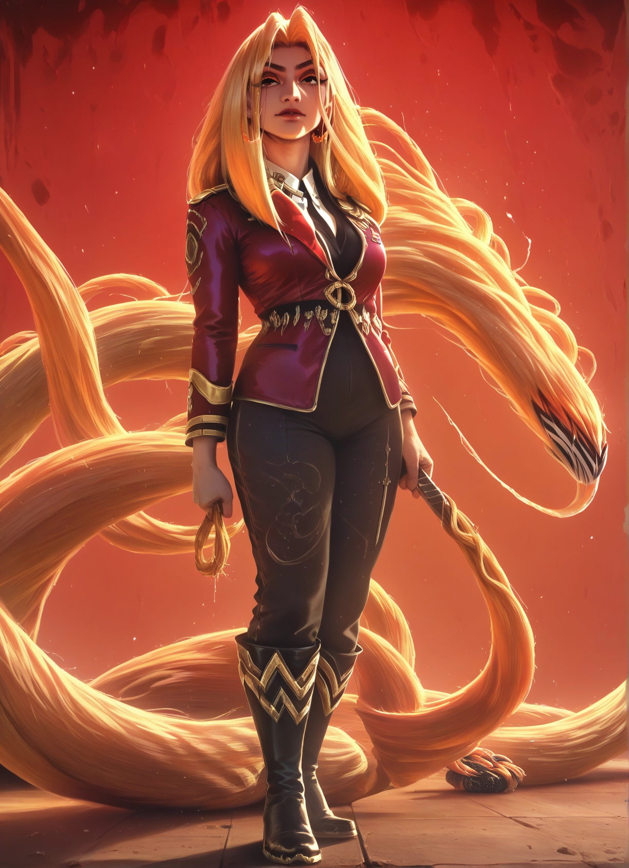 1girl, long hair, solo, very long hair, blonde hair, absurdly long hair · Yamete.gg